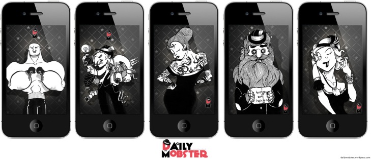 HD iphone skin wallpaper the daily mobster sketchbookjack funny character cartoon illustration black and white