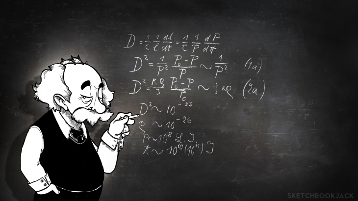 Albert Einstein Cartoon Illustration iPad wallpaper black and white science math