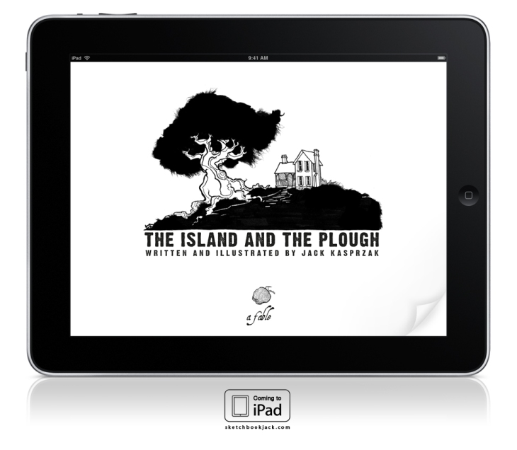 ebook childrens book iPad epub black and white bold typography interactive style cartoon illustration art design layout mockup screenshot tree apple words reading design app